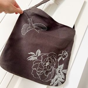 Hemp Handmade Messenger Bag Grey Bird